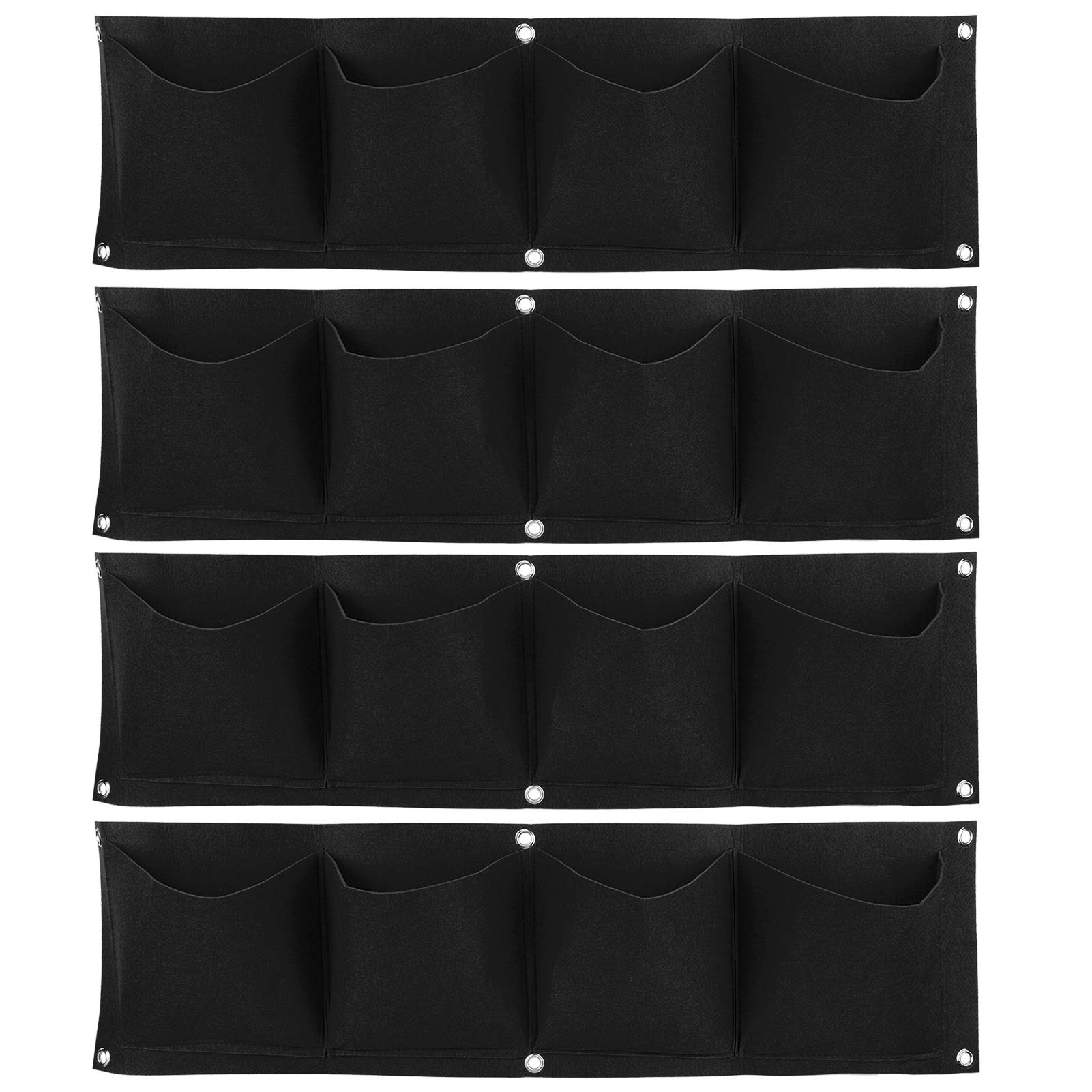 HERCHR 16 Pockets Degradable Vertical Colgante Planta de jardín Bolsa, 4 Piezas Plantador de jardín de Fieltro Reutilizable montado en la, Bolsa de Flores Contenedor de Cultivo para Jardín Patio