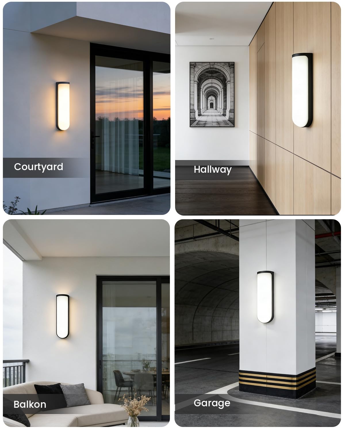 30cm 4.7W Applique Murale Exterieur en Aluminium, Lumiere Exterieur LED, Lanterne Exterieur Monobloc Empêchant Efficacement L'eau de Pluie de Pénétrer, 1000lm IP54 Blanc Chaud 4000K, Noir Mat