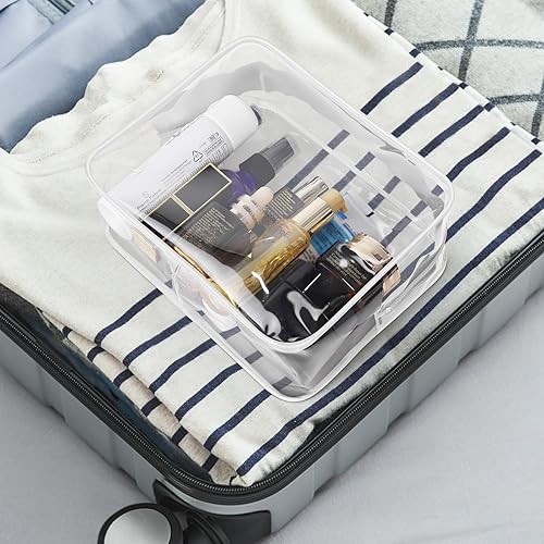 Miniatura 7 de Wedama Neceser aprobado por la TSA, 2 bolsas de cosméticos con cremallera, accesorios de viaje de aeropuerto, bolsas de maquillaje de PVC para