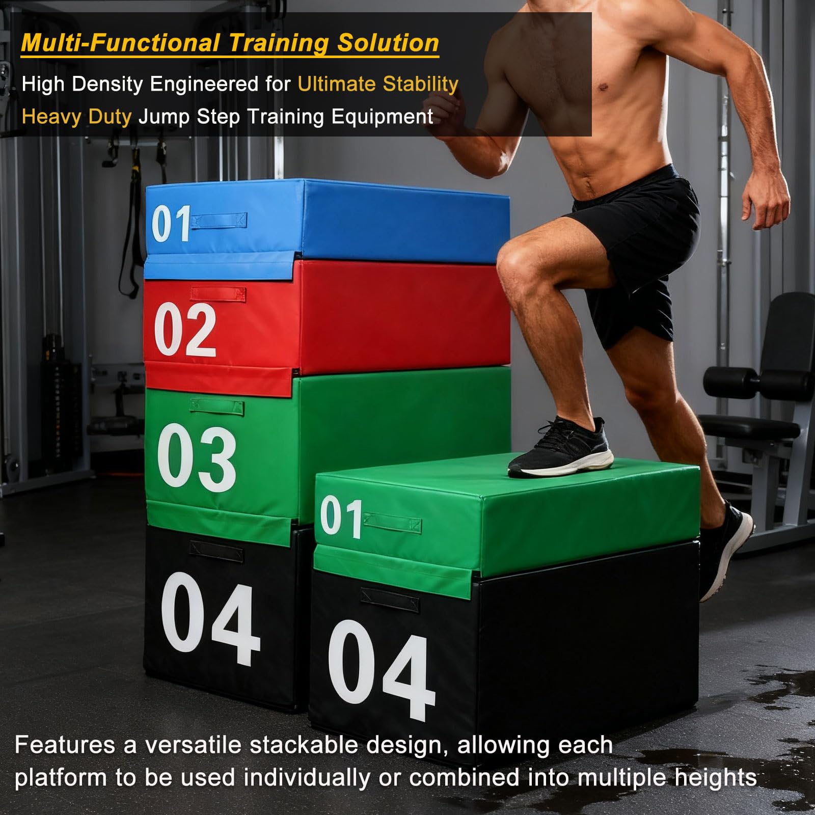 Caja Pliométrica Plyo Para Entrenamiento Cruzado, Antideslizante Juego de Fitness Caja de Salto Para Entrenamiento del Salto Casa Oficina MMA&Acondicionamient(Size:90*55*30cm/35*21*11.8in,Color:rojo)
