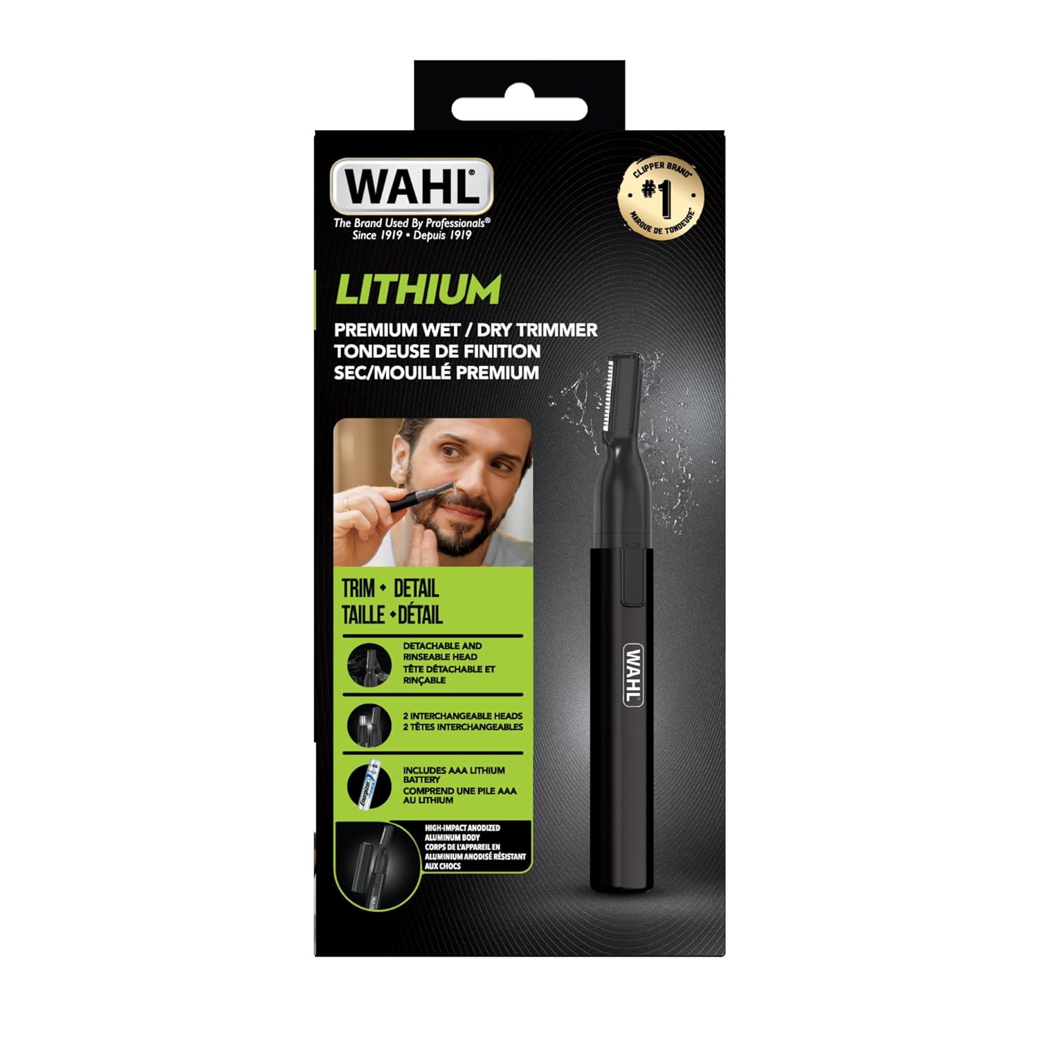Wahl Canada Premium Lithium Ear Nose Brow Trimmer Power and Precision for Mens Grooming Wet Dry Black Pen