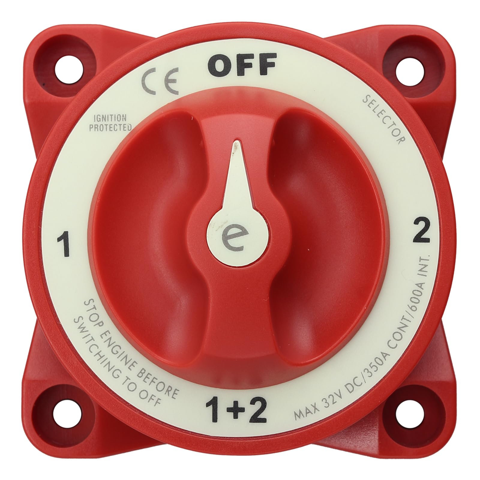 Interruttore Stacca Batteria 12V 24V 32V 350A per Auto, Camper, Barca, Selettore Staccabatteria On/Off 4 Posizioni, Nucleo in Rame Argentato, Impermeabile IP65, Adatto al Bullone M10