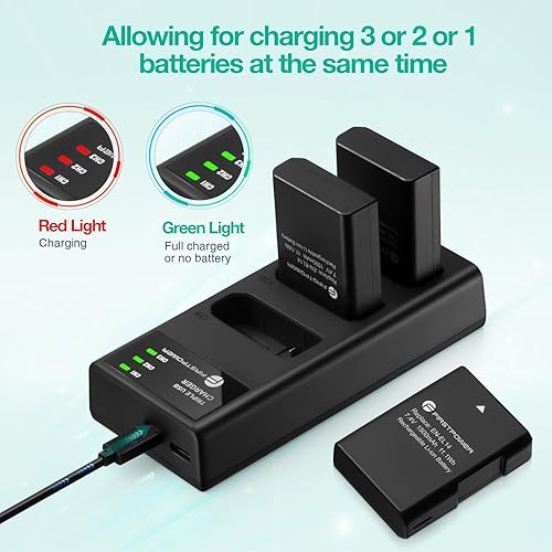 Miniatura 5 de FirstPower EN-EL14 / EN-EL14a Paquete de 3 baterías y cargador de triple ranura para Nikon D3500 D3400 D3300 D3200 D3100 D5600 D5500 D5300 D5200