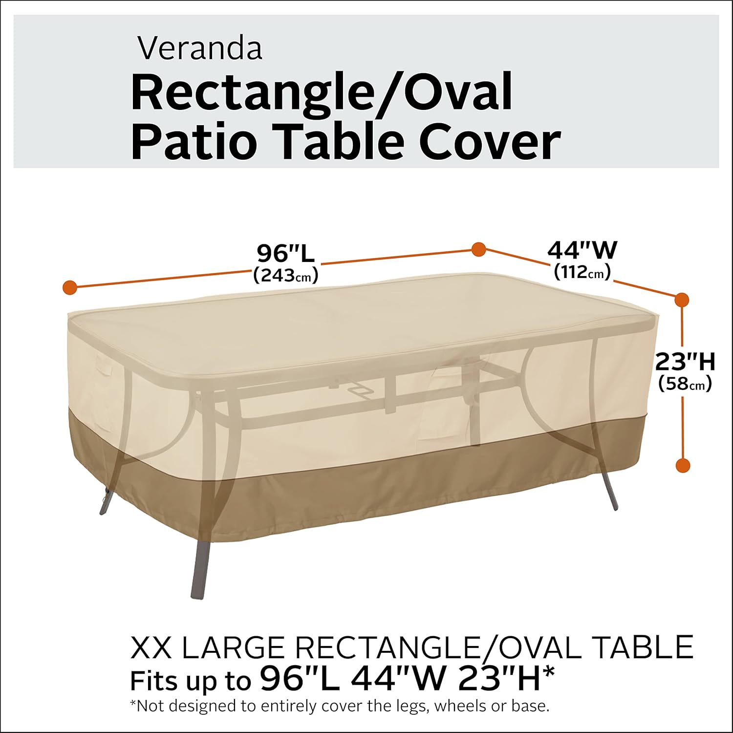 Classic Accessories Veranda Water-Resistant 96 Inch Rectangular/Oval Patio Table Cover, Outdoor Table Cover : Everything Else