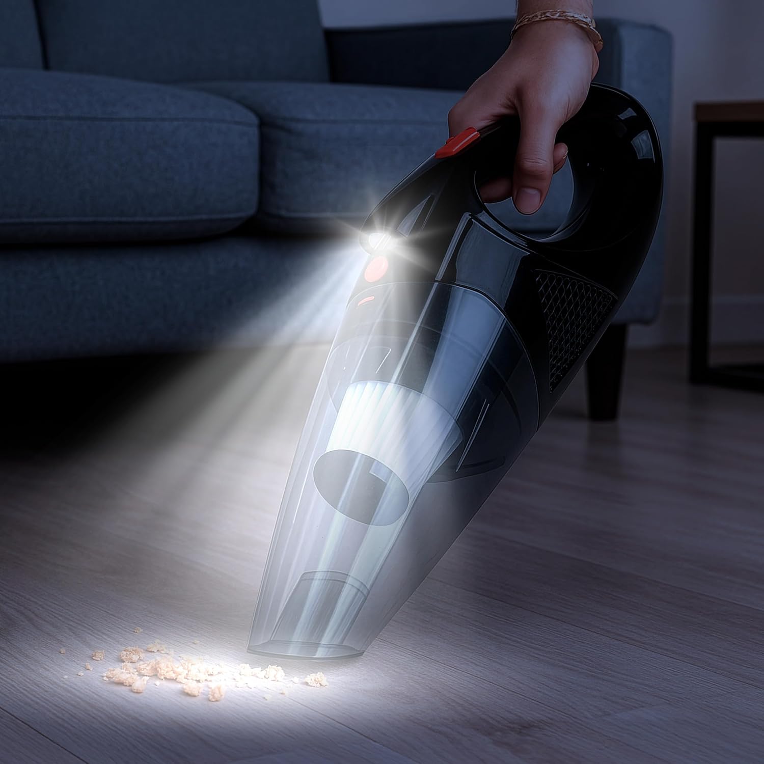 Handheld Vacuum Cordless Car Vacuum - 5,500Pa Rechargeable Lightweight Hand Held Cleaner with LED Light, Washable Filter, and Multi Nozzles - for Home, Office, Pets, or Car Accessories by Stalwart