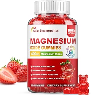 Magnesium Oxide Gummies 400mg – Muscle Relaxation & Nerve Support for Adults and Kids – Magnesium Oxide with Stevia & Fruit Extract – Vegan, Non-GMO, Gluten-Free, 60 Gummies