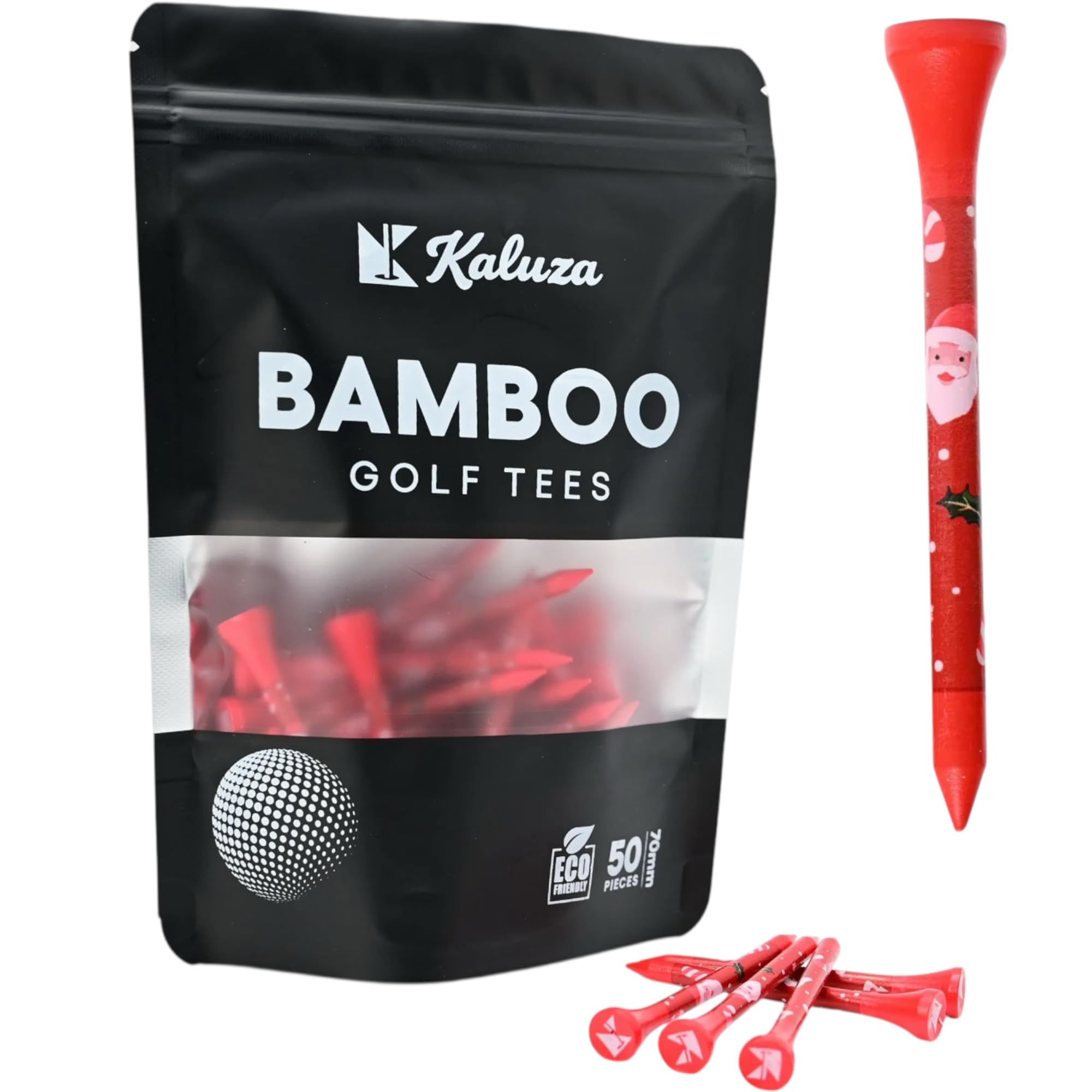 Kaluza Bamboo Golf Tees 70mm (50 Pcs) Strong Eco-Friendly Biodegradable