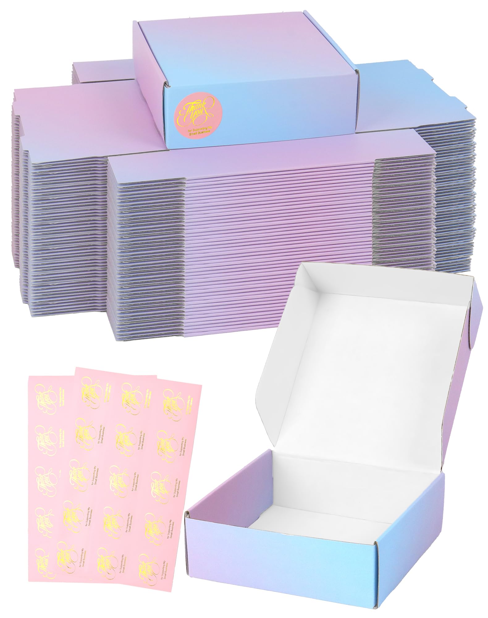 TryDrem 50 Pack 6x6x2 Shipping Boxes for Small Business, Purple Gradient Corrugated Cardboard Boxes, Mailer Packaging Boxes for Nail Candle Grad Gift