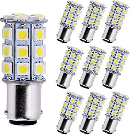 Amazon Co Jp Yitamotor 10 X Ba15d 1004 Led電球 ホワイト 1142 1076 1130 1176 マリーン Rv インテリアled電球 車 トレーラー モーターホーム キャンパー テールボート用 5050 27smd 12v Automotive