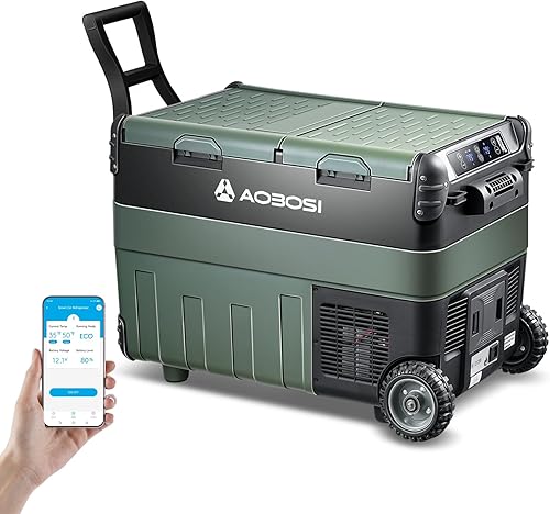 AAOBOSI Refrigerador de coche de 12 voltios, 42 cuartos (40L) enfriador eléctrico de doble zona, refrigerador congelador de coche (-4 F 68 F) 1224