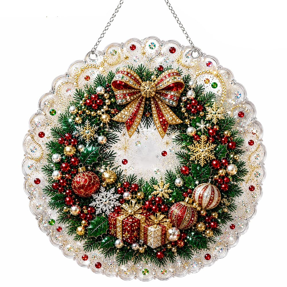Christmas Pearl Diamond Art Kit, 9.9in Acrylic Suncatcher