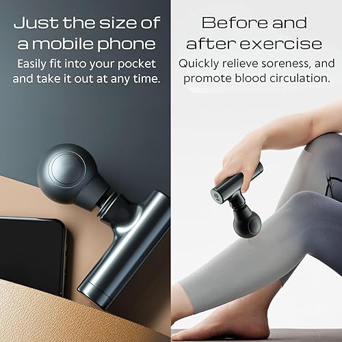 Miniatura 3 de Mini pistola de masaje para viajes, portátil y ligera, funcionamiento silencioso, recargable por USB, ideal para la oficina y sobre la marcha,