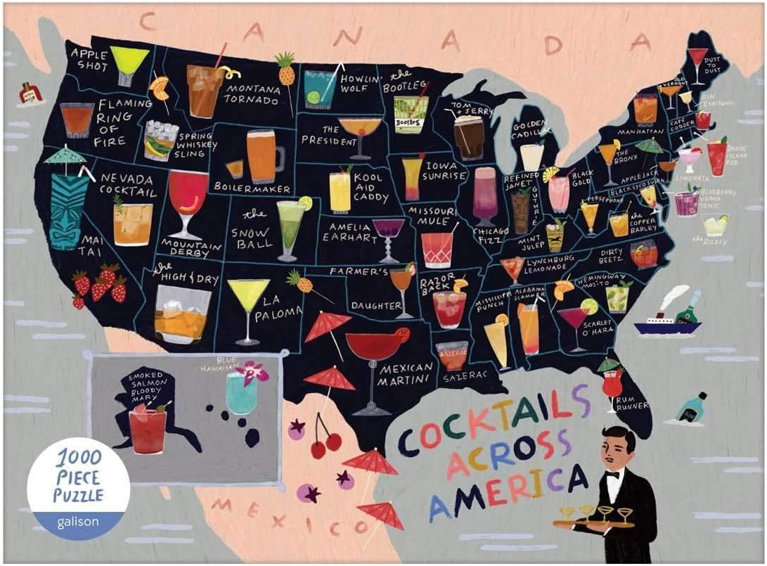 Puzzles for Adults 1000 Pieces Jigsaw Puzzles for Adults Kids Puzzle Game Toys Gift (Cocktail Map)