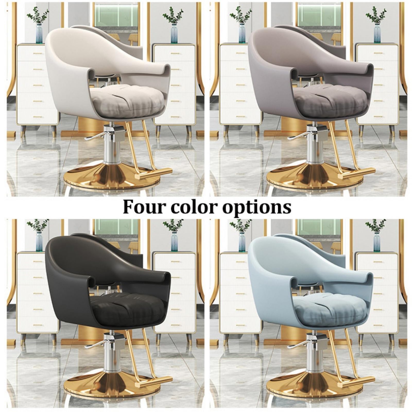 Sillas de barbero, Silla de peluquería hidráulica Ajustable con reposapiés, rotación de 360°, Silla de Belleza para barbería, SPA, Estudio de Tatuajes - Gris y Blanco
