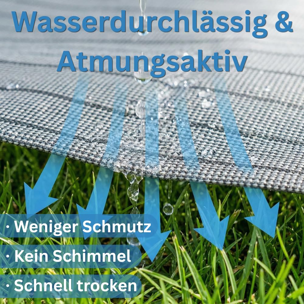 JOLAX Vorzeltteppich, 500 g/m², Campingteppich Outdoor für Wohnwagen & Wohnmobil, Markisenteppich, PVC-frei, Wasserdurchlässig, Atmungsaktiv, Rutschfest, Waschbar 40°C, mit Tragetasche