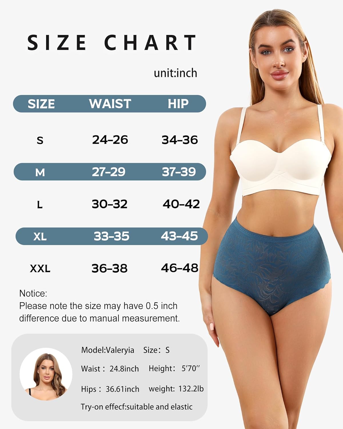 Levao Women's High Waist Lace Underwear, Soft Floral Lace Briefs with Mid-Coverage Panties for Women 4-Pack - Image 6