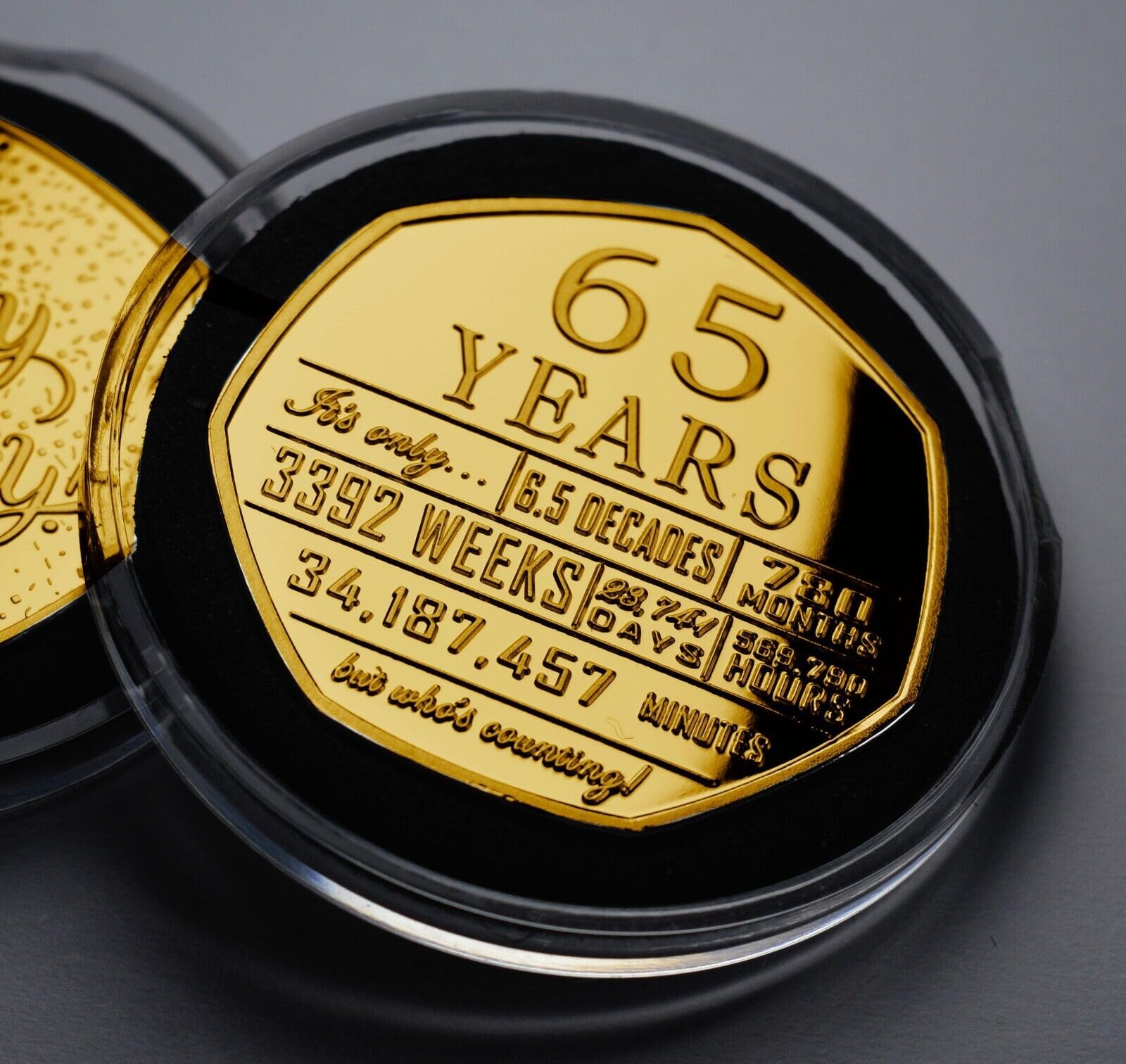 The Commemorative Coin Company Gold 65Th Birthday 24Ct Commemorative In Capsule. Gift/Present. Father/Mother/Granddad/Grandmother/Uncle/Aunty 65 Years 'Who's Counting