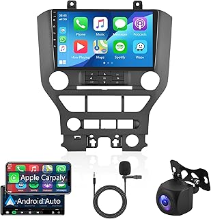 2G 32G Android Car Stereo for Ford Mustang 2015 2016 2017 2018 2019 2020 with Wireless Apple Carplay, Rimoody 9 Inch Touch Screen Car Radio with GPS Navigation Bluetooth FM HiFi WiFi Backup Camera