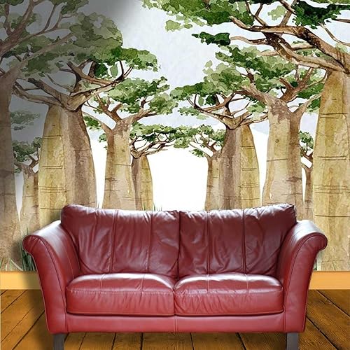 Miniatura 3 de Papel tapiz autoadhesivo de árboles africanos, papel para decoración de pared, decoración de pared de granja, protege la superficie (W) 118 pulgadas