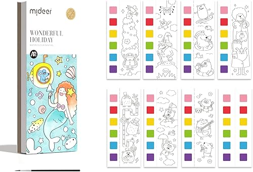 MiDeer Libros para colorear al agua para niños de 4 a 8 años, kit de libro de pintura de acuarela de bolsillo para niños pequeños