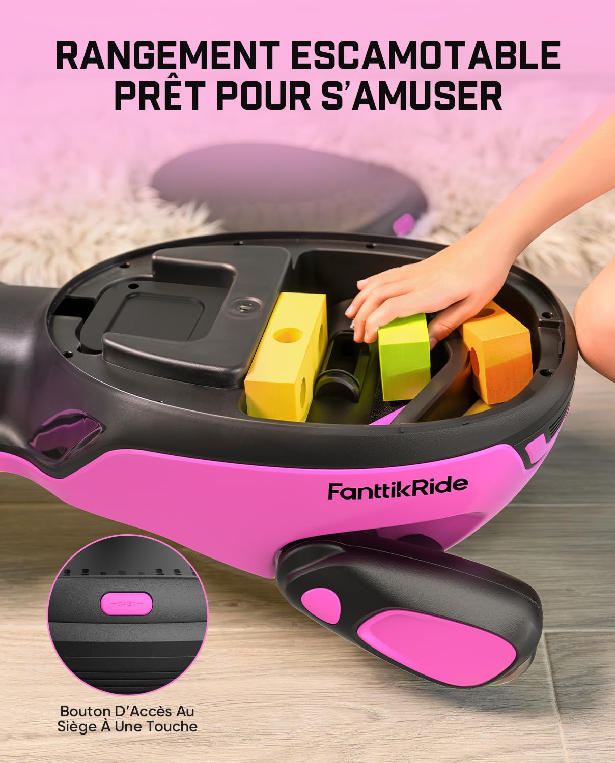 FanttikRide N10 Classic Voiture Électrique Enfant, Balai Amovible, Rouge