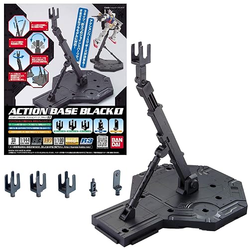 Bandai Hobby Action Base 1 Display Stand (1/100 Scale), Black (BAN148215)