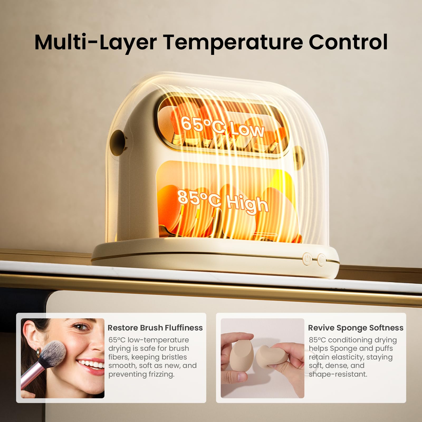 Máquina Secadora Eléctrica de Brochas de Maquillaje, 3 En 1, Secador Automático de Brochas de Maquillaje y Almacenamiento con Tapa