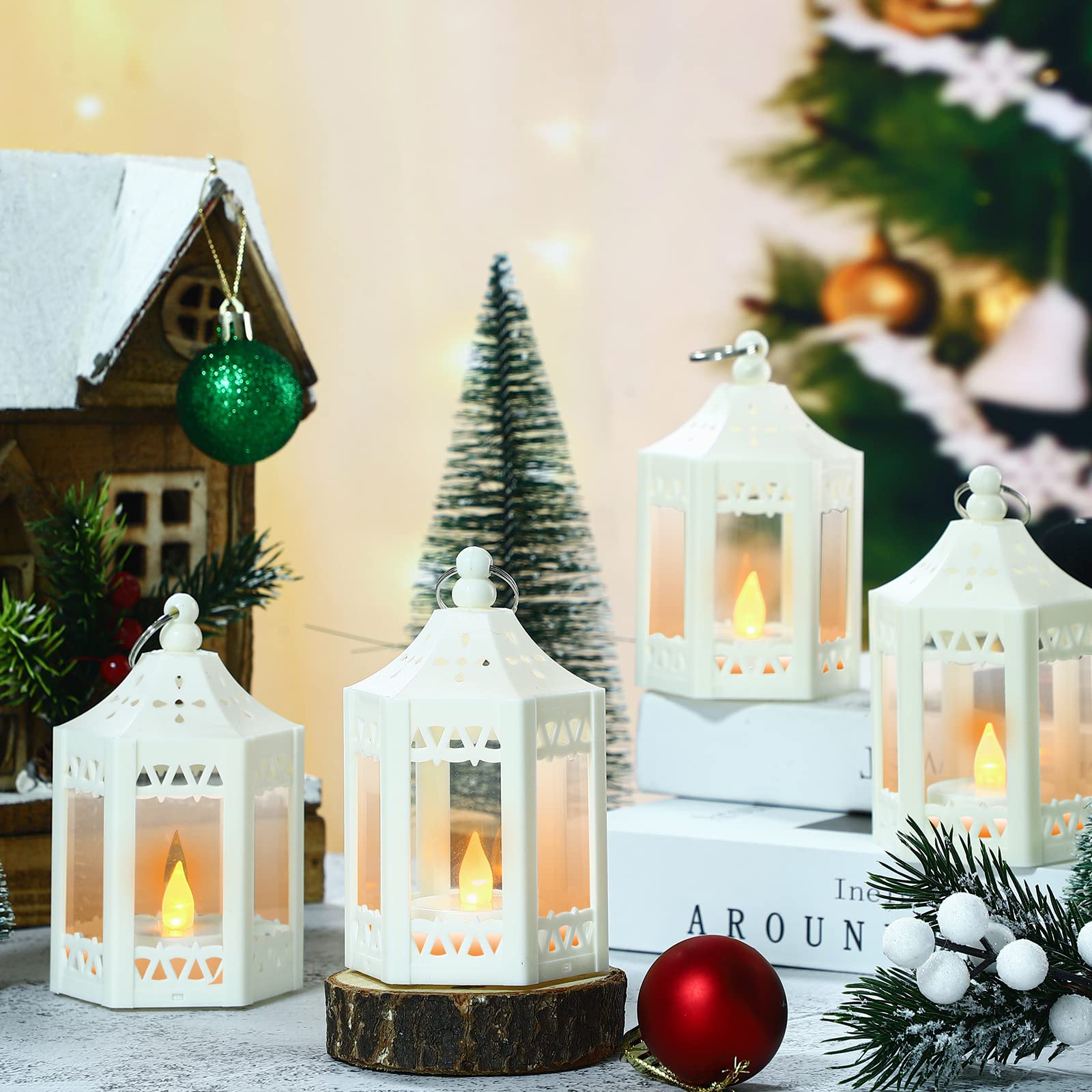 Vintage Laternen 4er-Set Mit Flackernden LED-Kerzen – Batteriebetrieben, Inkl. Fernbedienung – Für Hochzeit, Weihnachten & Deko