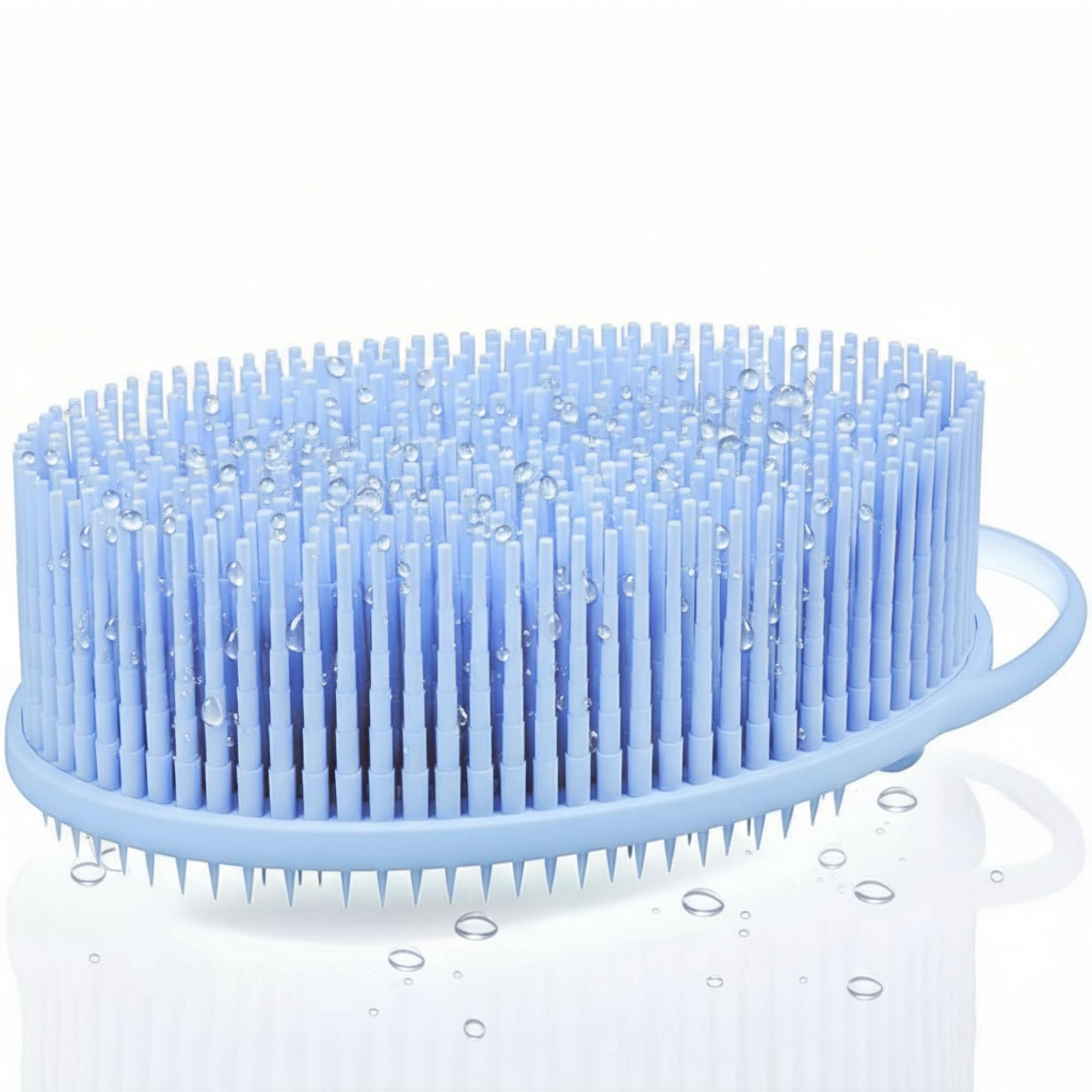 Avilana Silicone Body Scrubber – Gentle Shower Brush & Loofah Alternative- Food Grade & Lab Tested – Fast-Drying, Hygienic, BPA-Free Silicone Body Gentle Exfoliator (Blue, Exfoliate)