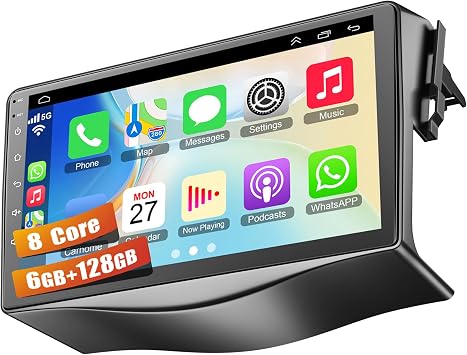 8 Core 6GB+128GB Car Radio for Toyota RAV4 2007-2012,9 Inch QLED Touch Screen Car Stereo with Carplay&Android Auto,WiFi,GPS Navigation,Bluetooth,FM&AM Radio,Android 15