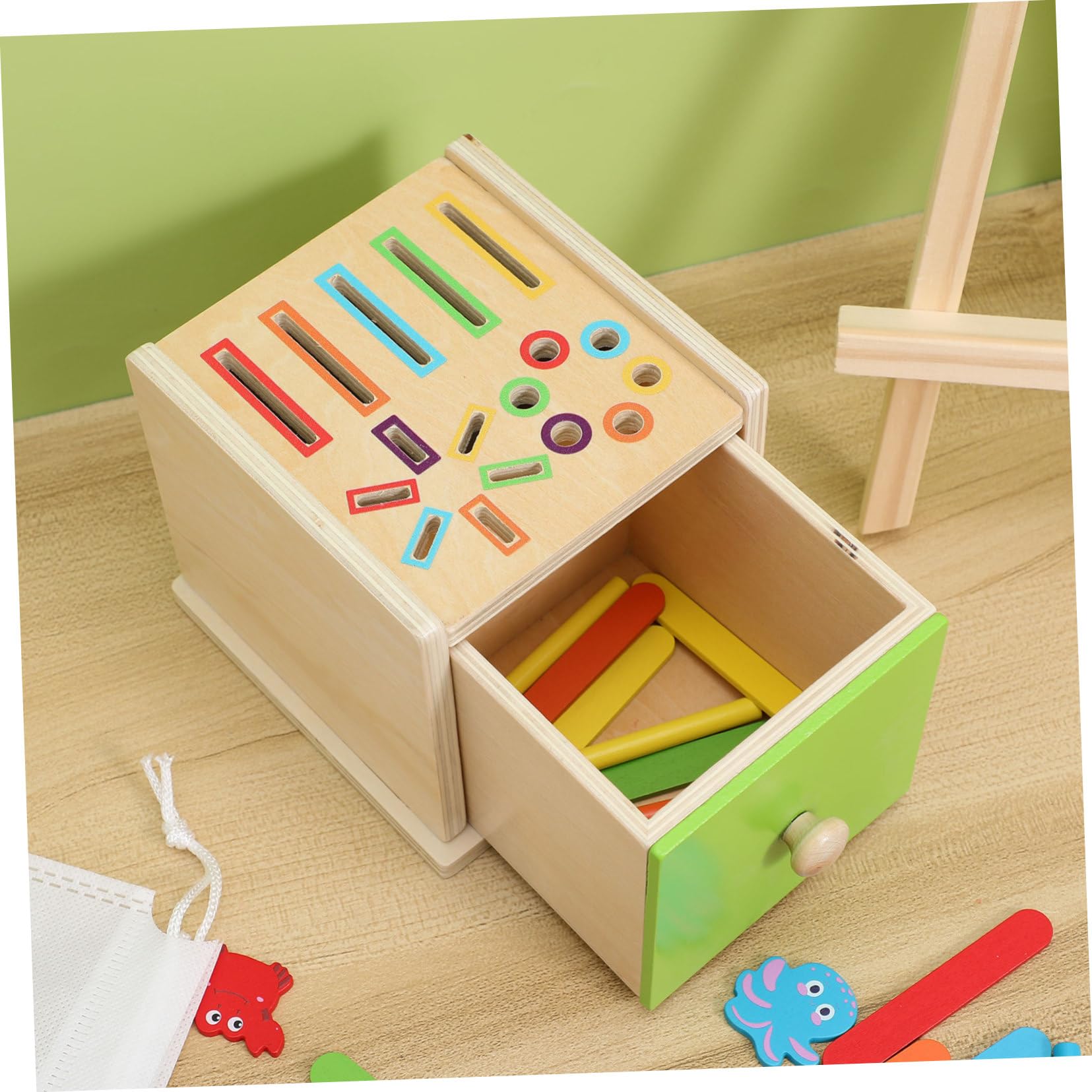 SOLUSTRE Juguete de Madera para Clasificación de Formas Montessori, 1 Juego