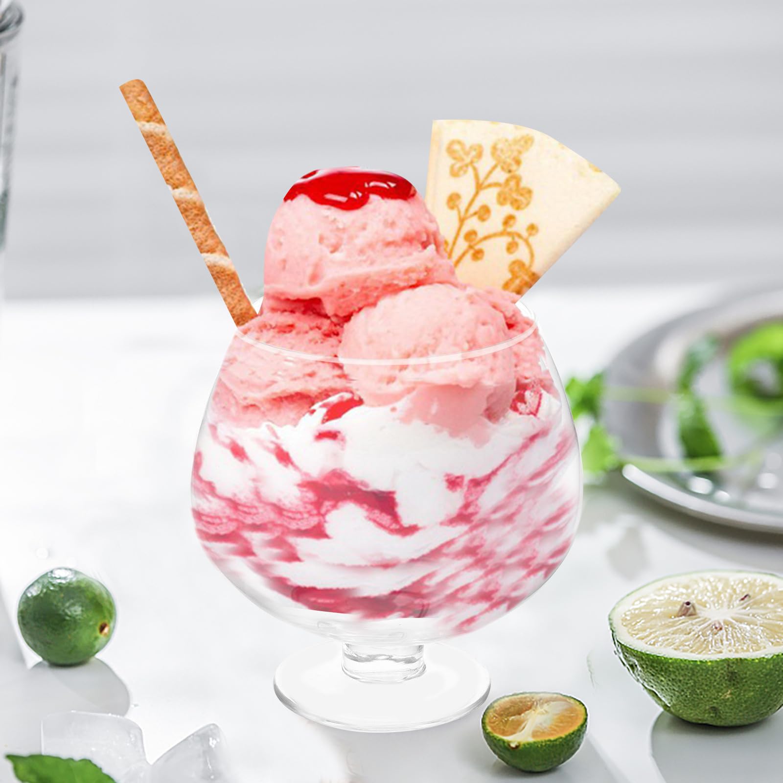 MAGICLULU Coppa di Gelato in Vetro Grande 1500ml Design Raffinato e Capiente Bicchiere da Dessert Gambo Resistente e Adatto al Frigorifero