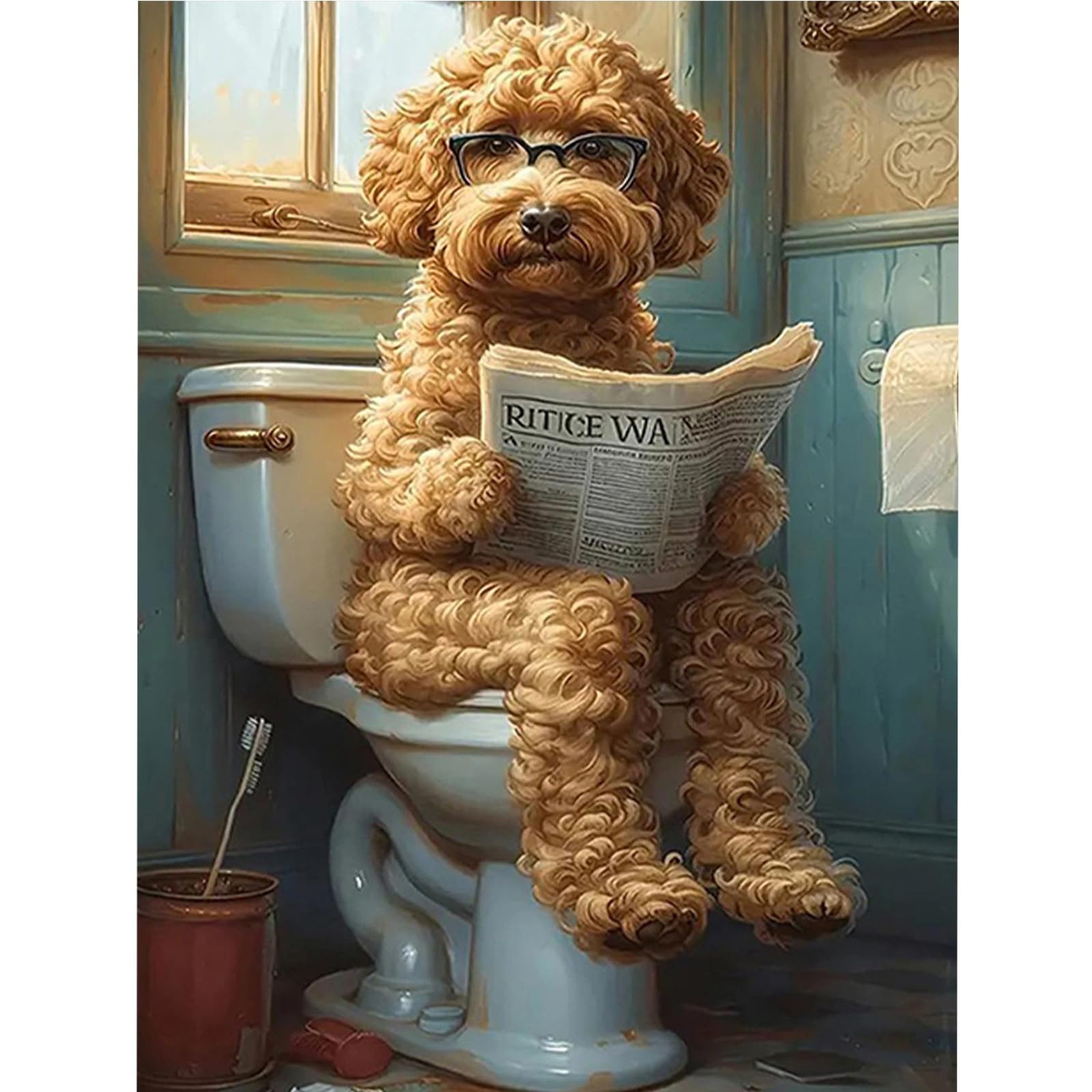 Dog DIY Paint By Numbers Kit on Canvas 40x30cm with Frame Paint by Numbers Kits Drawing Paintwork for Beginners Adults Gift Home Wall Decor