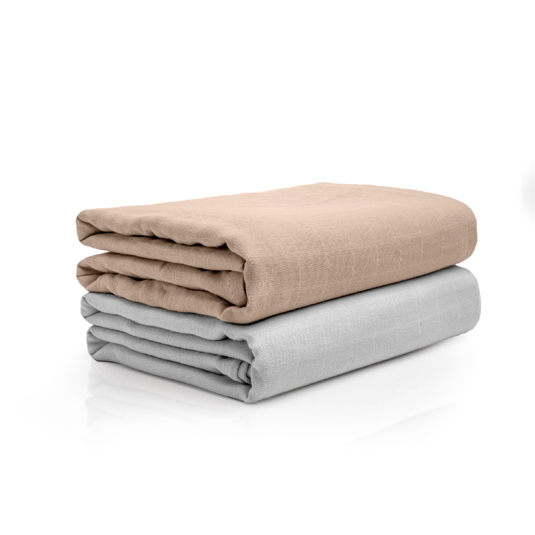 Salt Earth 100% Organic Cotton GOTS Certified 2-Layered Swaddle Baby Blanket, 2 Pack,47"x47" Receiving Blankets for Swaddling,Wrap for Boy & Girl, Newborn Baby Essentials, Registry (2 Solid Colour)