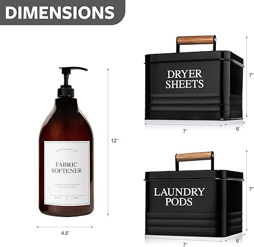 Miniatura 2 de Calindiana Modern Farmhouse - Dispensador de detergente líquido para ropa, blanqueador y suavizante de tela, soporte para sábanas de secadora y