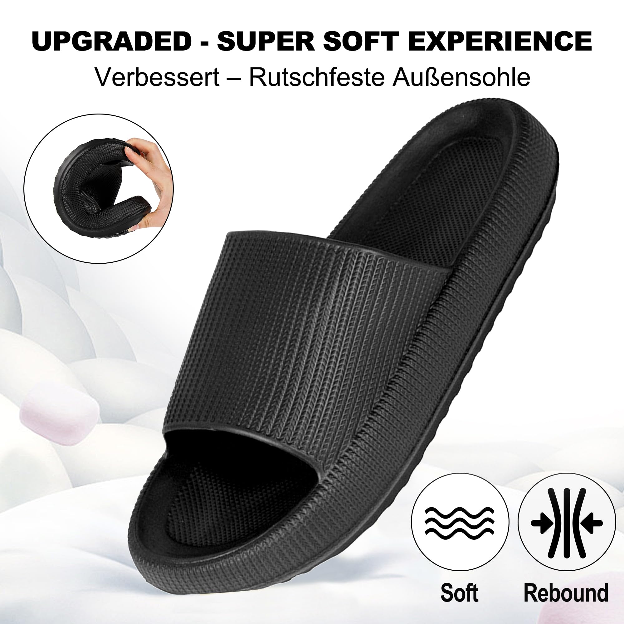 Geweo Ciabatte Nuvola Donna Uomo Comode Pantofole da Casa EVA Super Morbide Ciabatte Piscina Doccia Antiscivolo Slippers Asciugatura Rapida Sandali da Mare con Fibbie Regolabili Unisex