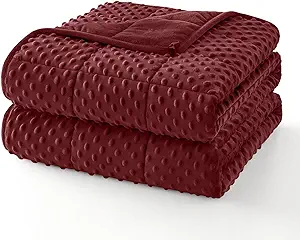 Topcee Weighted Blanket for Adults (20lbs 60"x80"), Minky Dots Heavy Blanket for Woman, Man Sleeping, Soft, Cozy and Cooling Weighted Throw Blankets, Machine Washable, Burgundy