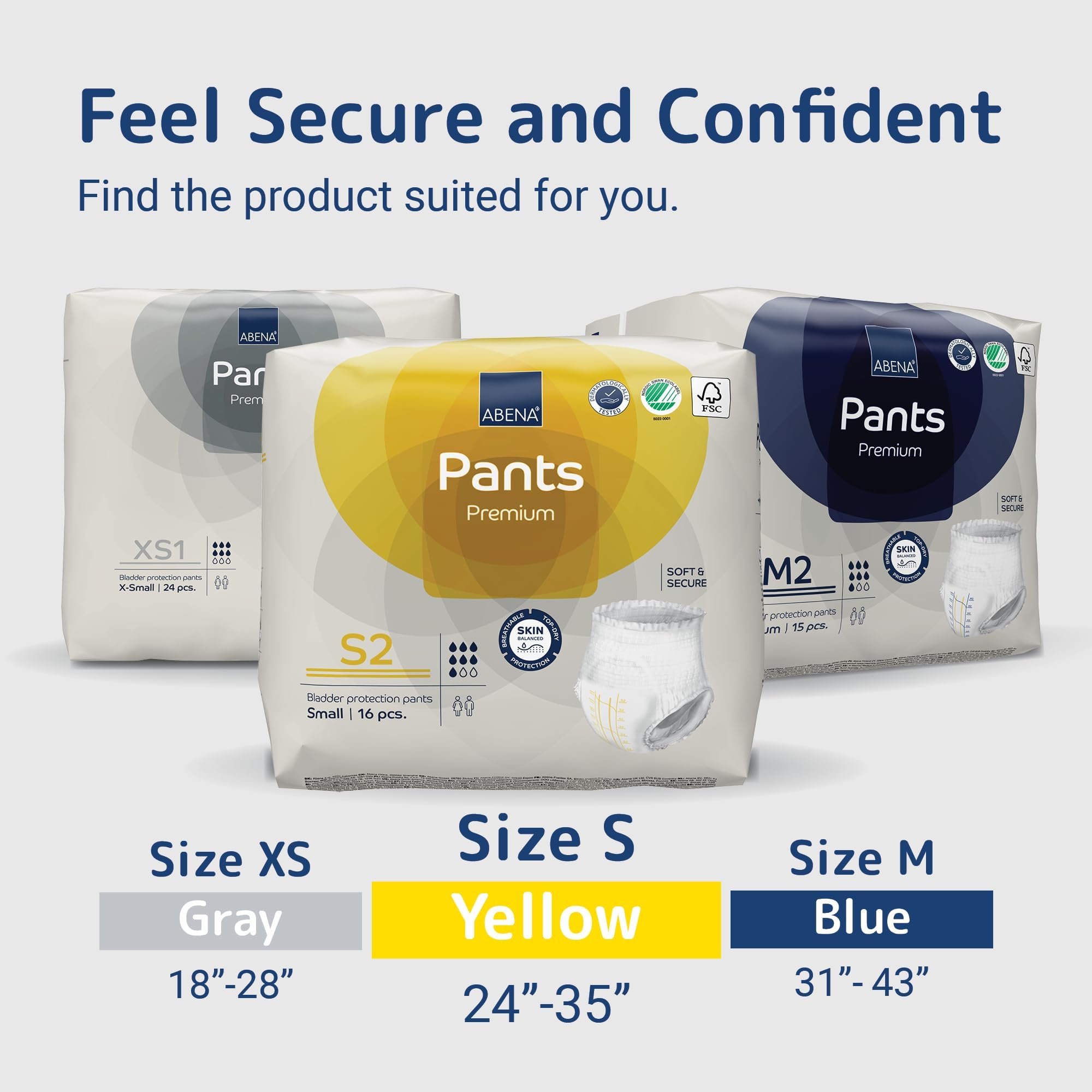 Abena Premium Incontinence Protective Underwear, Abena Pants, Pull-ups, Moderate/Heavy Absorbency, Level 2, Small, 96 Count