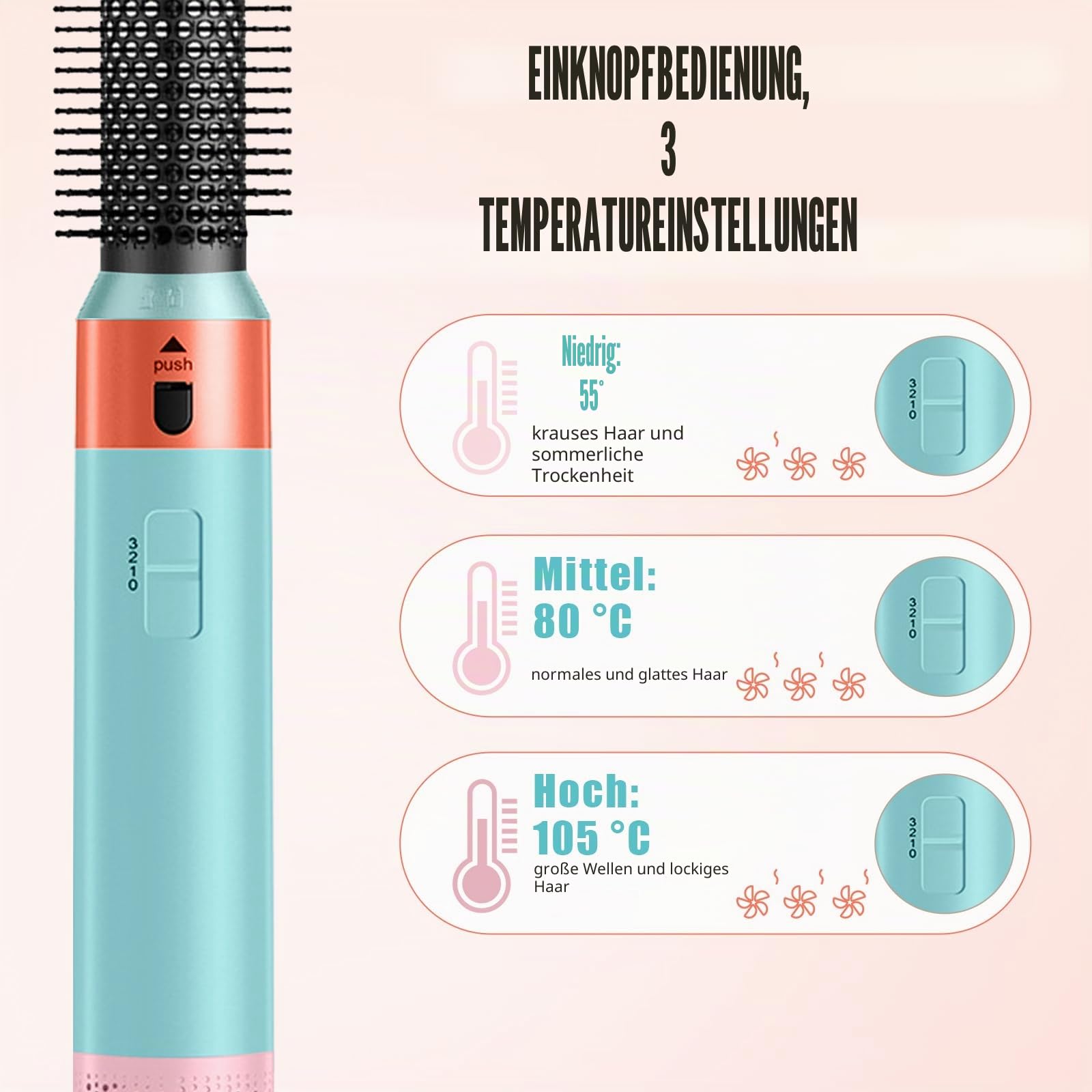 5 in 1 Airstyler, Ionen Föhn, 1000W Multifunktionaler Hairstyler
