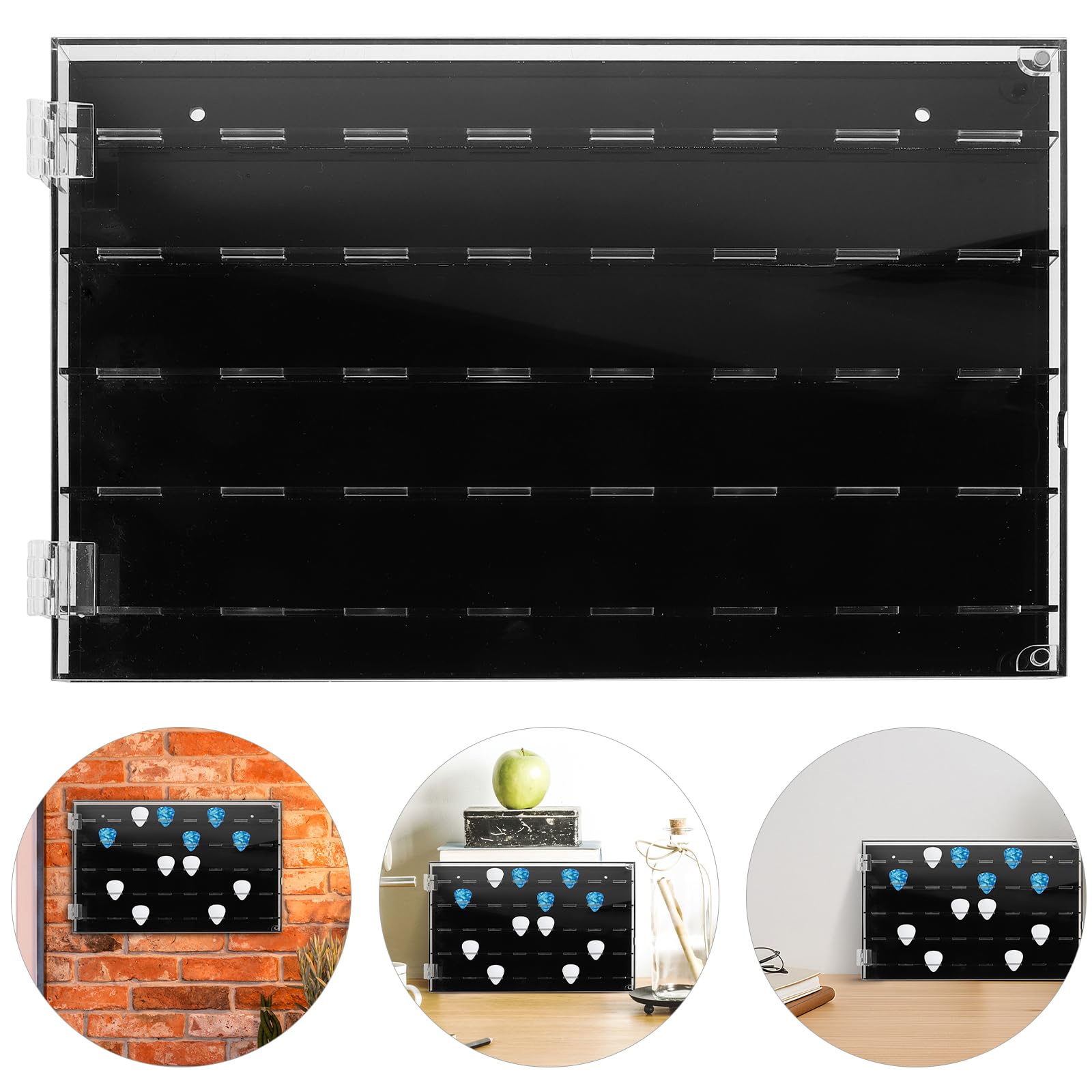 Toyvian Przezroczysty Organizer Kostki Do Gitary z Przegródkami Ścienny Uchwyt Piórka Akustyczne i Elektryczne Kompaktowe Etui Do Przechowywania Kolekcji dla Muzyków i Miłośników Muzyki