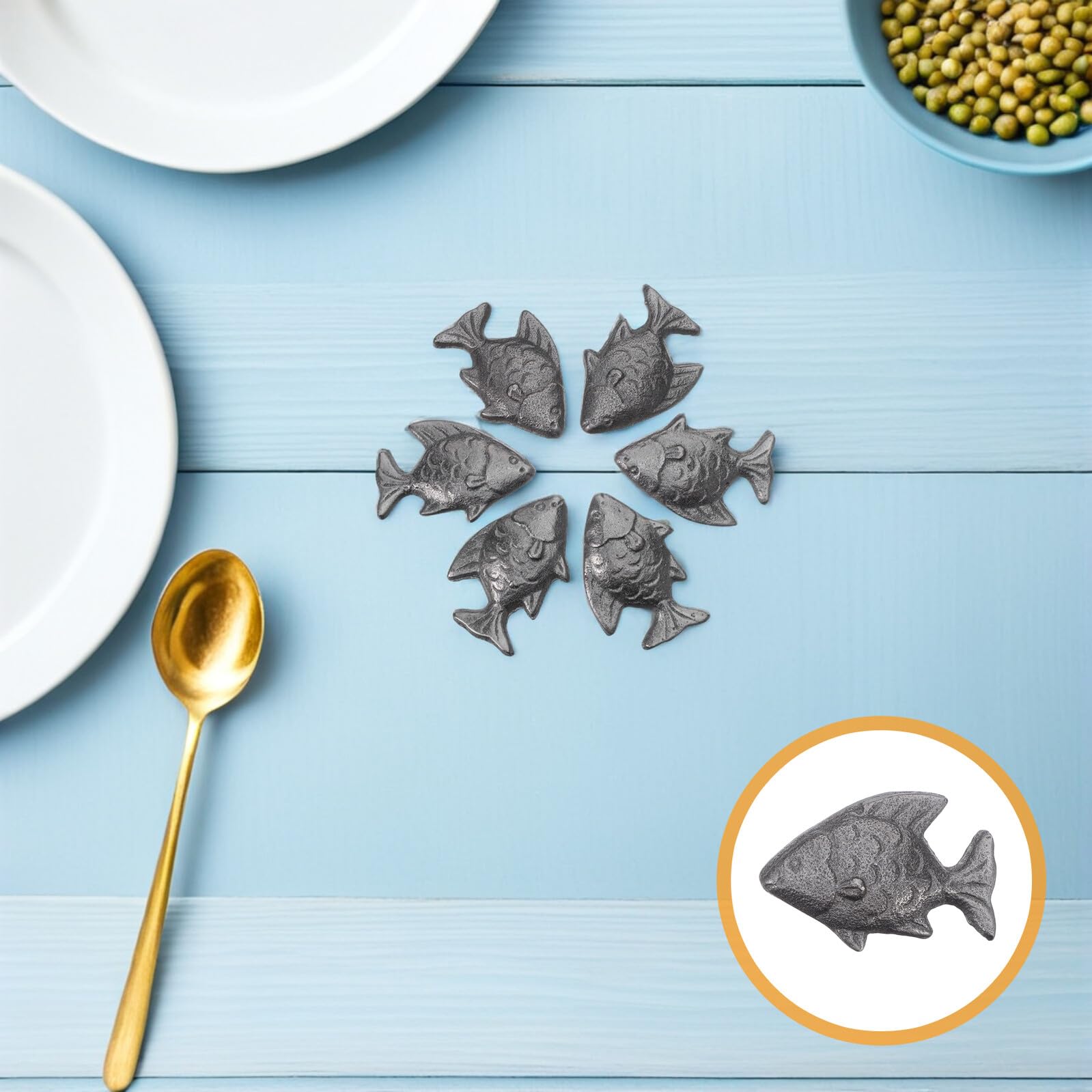 Pesce di Ferro Naturale Set 6 Pezzi per Cucina, Integratore di Ferro Attrezzo per Cottura per Vegetariana Versatile Adatto a Sportivi e Gravidanza