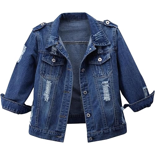 Hixiaohe Women Autumn 3/4 Sleeve Retro Short Denim Jackets Light Blue Jean Coats