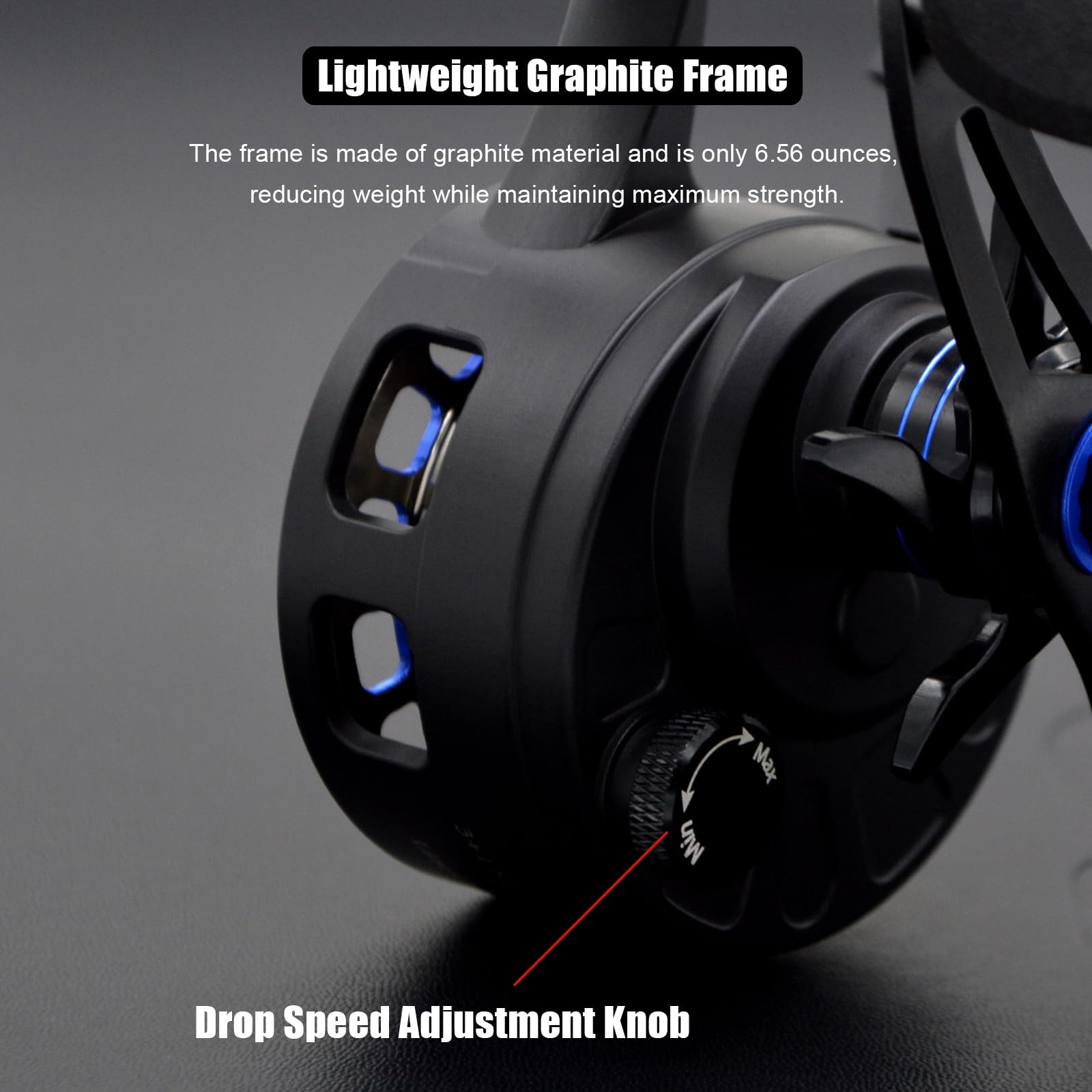 camekoon Inline Ice Fishing Reel, 3.2:1 High Speed Gear Ratio, 3+1 Anti-Reverse Ball Bearings, Magnetic Brakes, Lightweight Graphite Frame with a CNC Aluminum Spool for Winter Fishing: Buy Online at Best Price