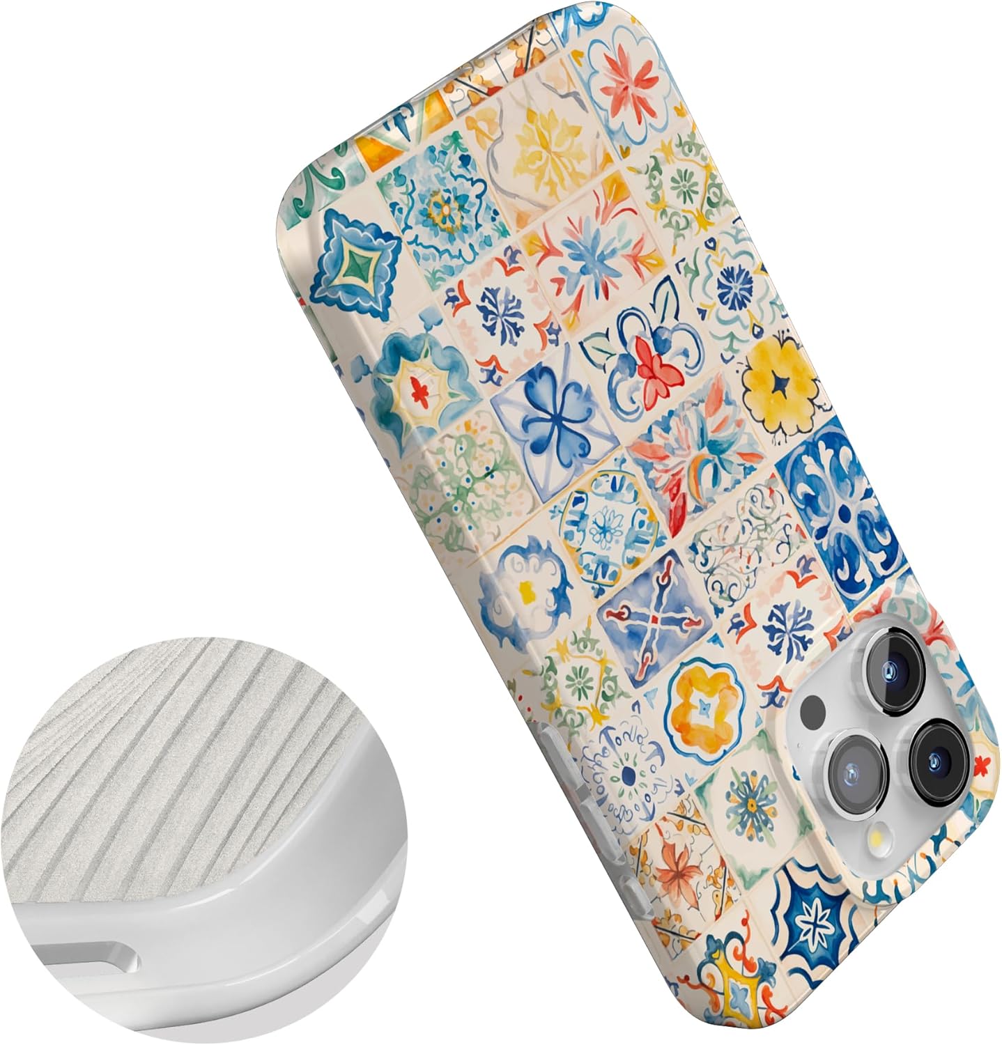 Casely iPhone 15 Pro Case | Tuscan Tiles | Dolce Vita | Compatible with MagSafe | Classic Ultra Slim Design