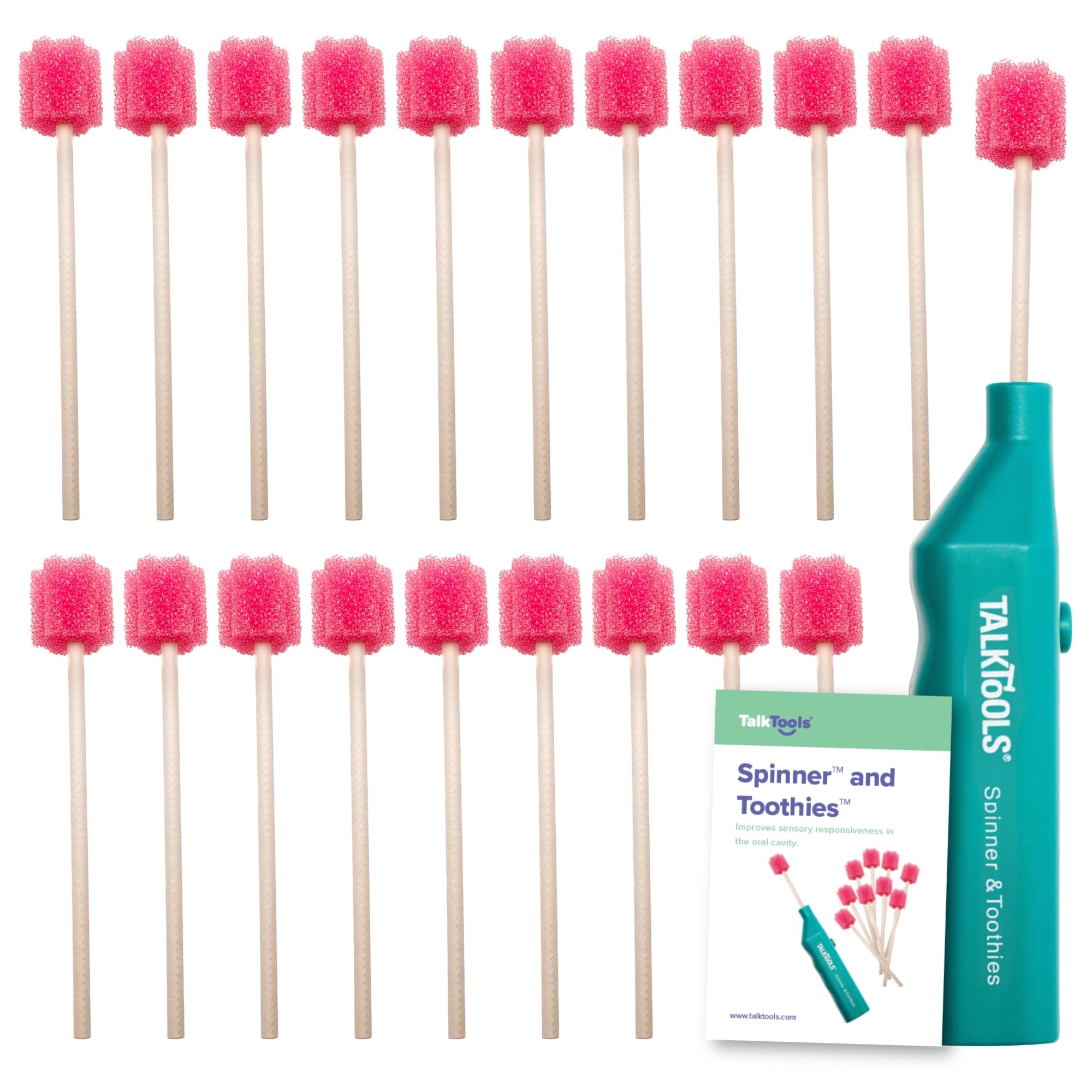 TalkTools Spinner and Toothies Tool | Multi Purpose Oral Sensory Diagnostic and Therapy Kit | Improve Hypersensitivity and Oral Motor Skills | Safe and Effective - 20 Toothies - Instruction Booklet