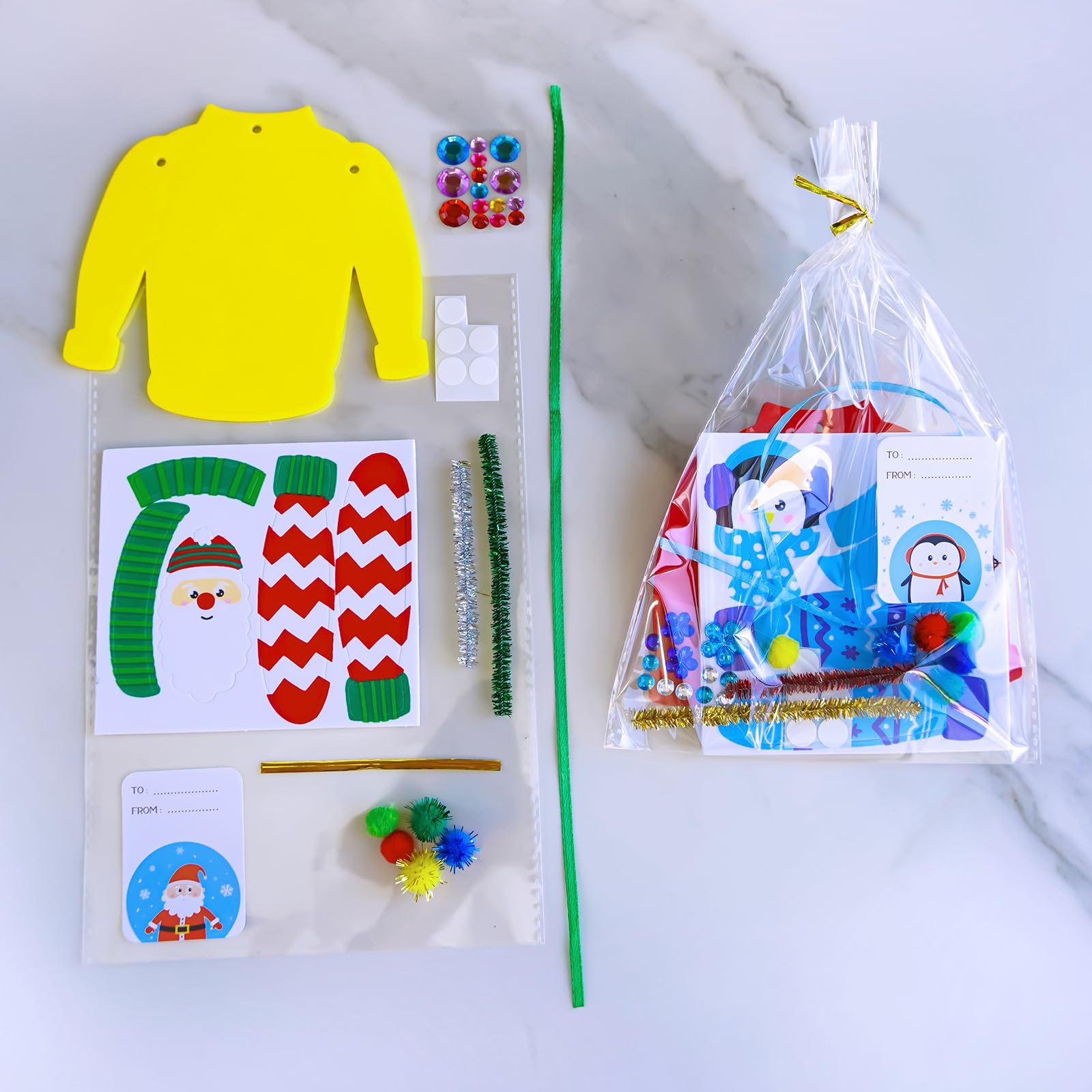 Winlyn 24 juegos de manualidades de Navidad, manualidades de invierno, adornos de suéter feo, decoraciones festivas, calcomanías de espuma para niños, vacaciones, hogar, aula, actividades artísticas,