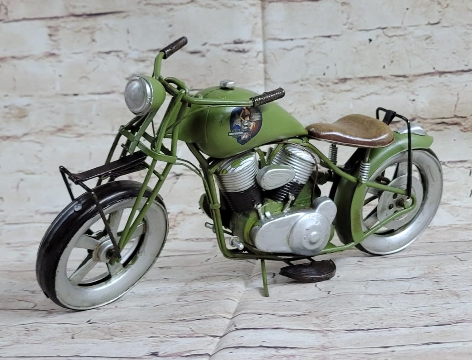 Tin Plate 1950 Vintage Bike Motorcycle Antique Looking Home Decor Sale Gift Home Deal by Finery Bronze