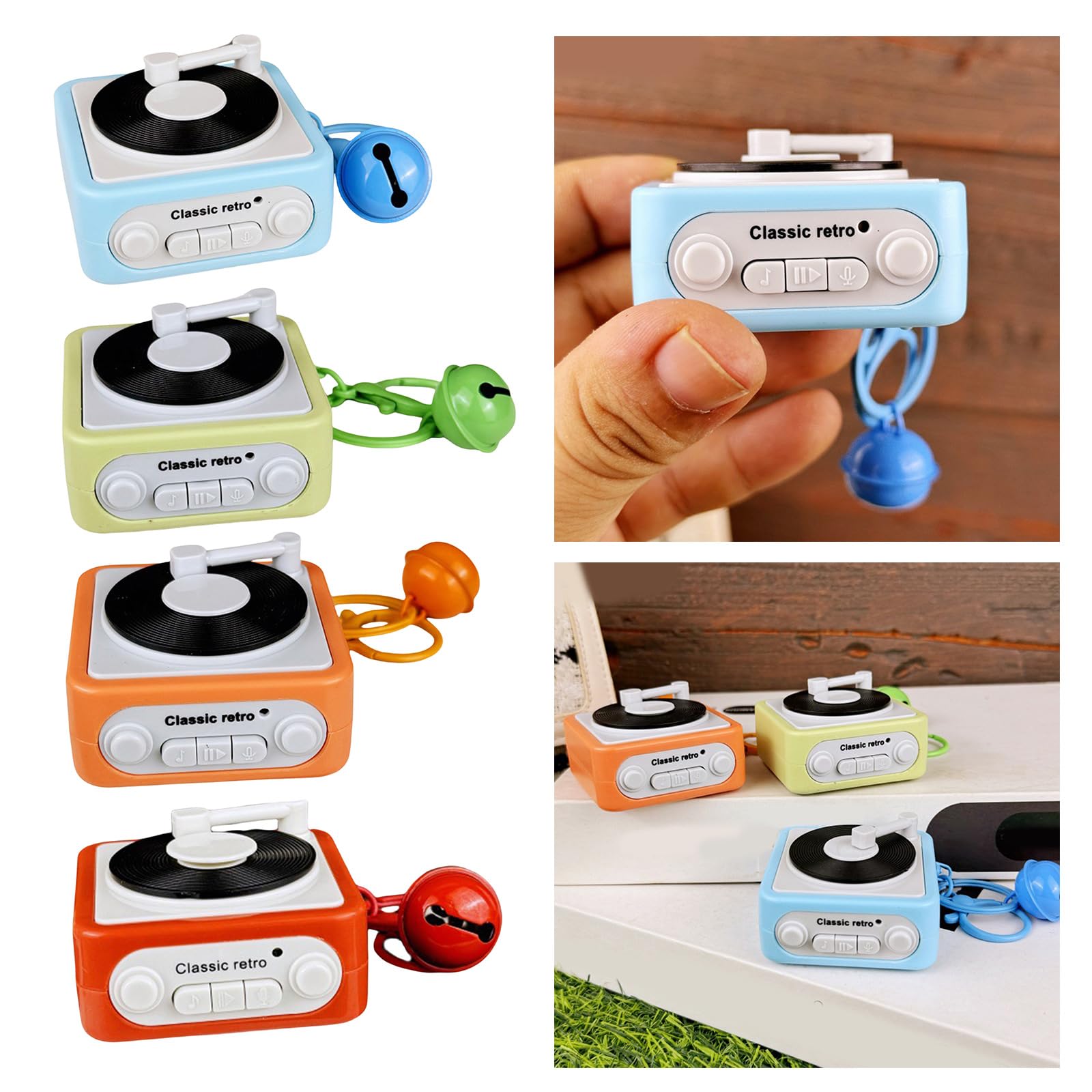 KAHDGSS Stylish Recordable Phonograph Music Box Keychains Recorder with Music Playback Capabilities for Music Lover