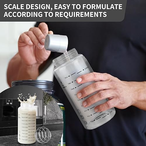 Miniatura 4 de Botellas agitadoras de vidrio de 20 onzas líquidas, 2 en 1 para beber sorbo y pajilla, botellas de agua de vidrio de boca ancha para infusiones de