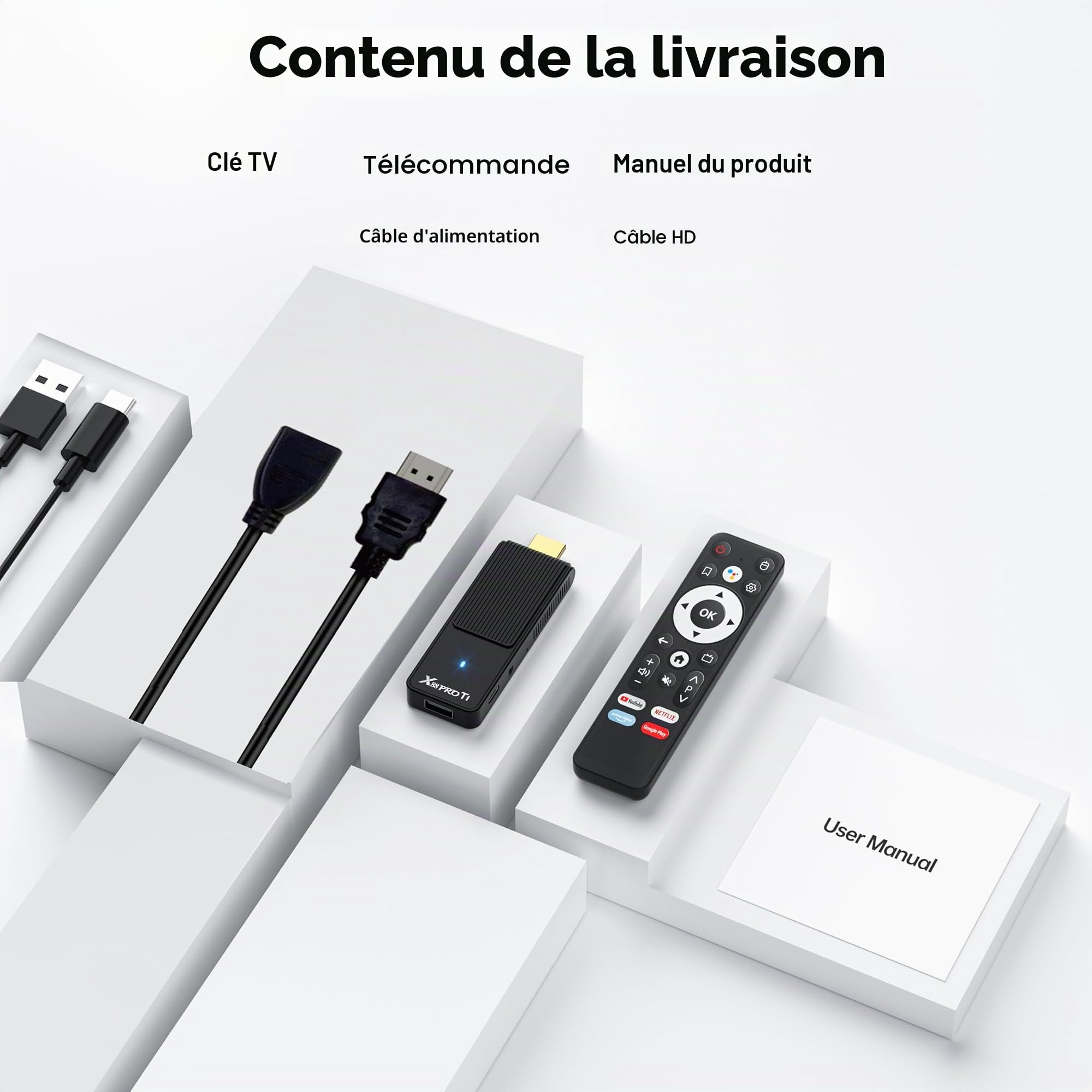 Android TV Stick 14.0 2026 Ultra HD 4K TV Stick 2 Go RAM 16 Go ROM RK3518 CPU, Smart TV Box Android Supporte 2.4/5GHz WiFi6 Bluetooth 5.0 USB HDR10, équipé Télécommande Vocale Bluetooth, Noir